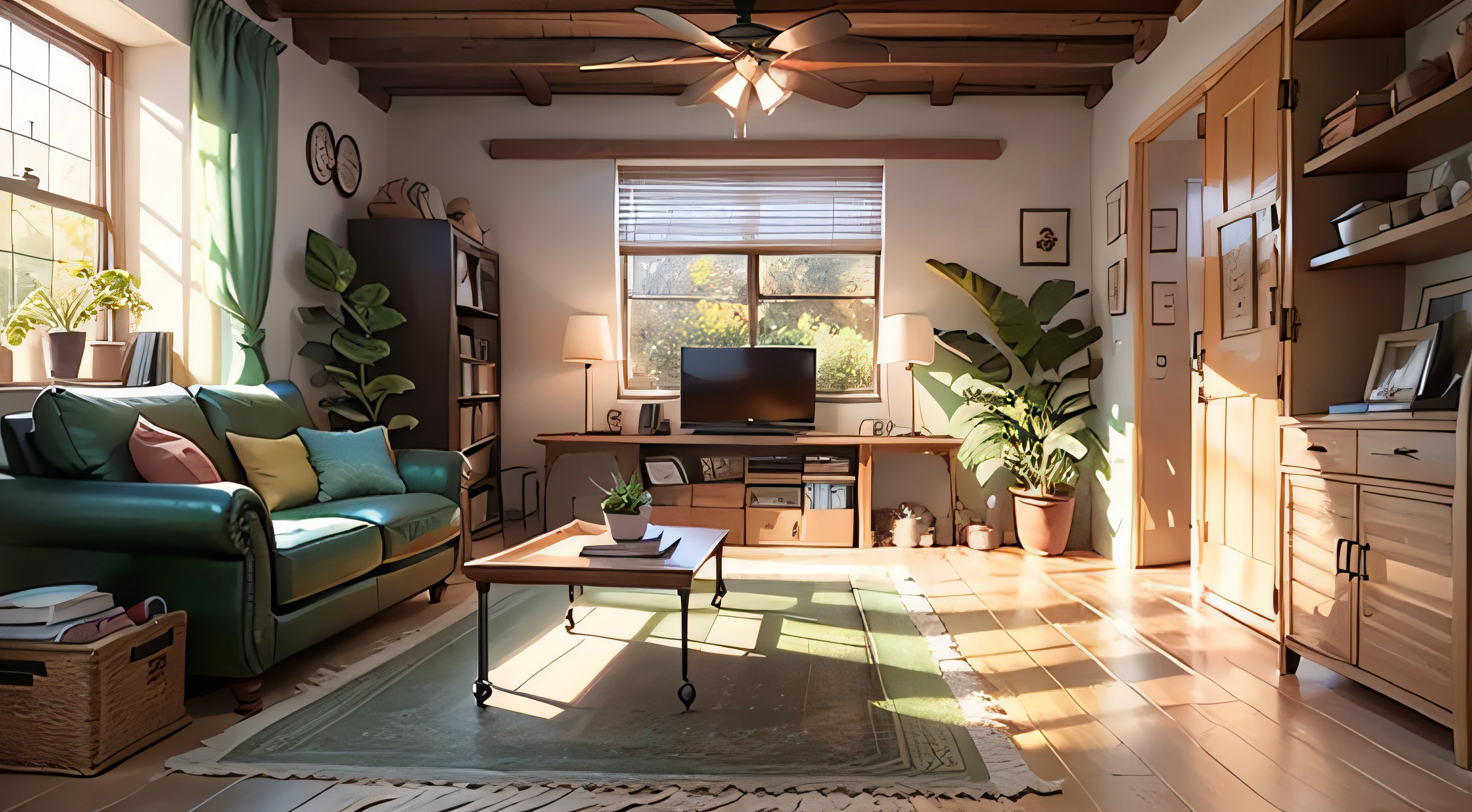 living room, cartoon style --auto --s2