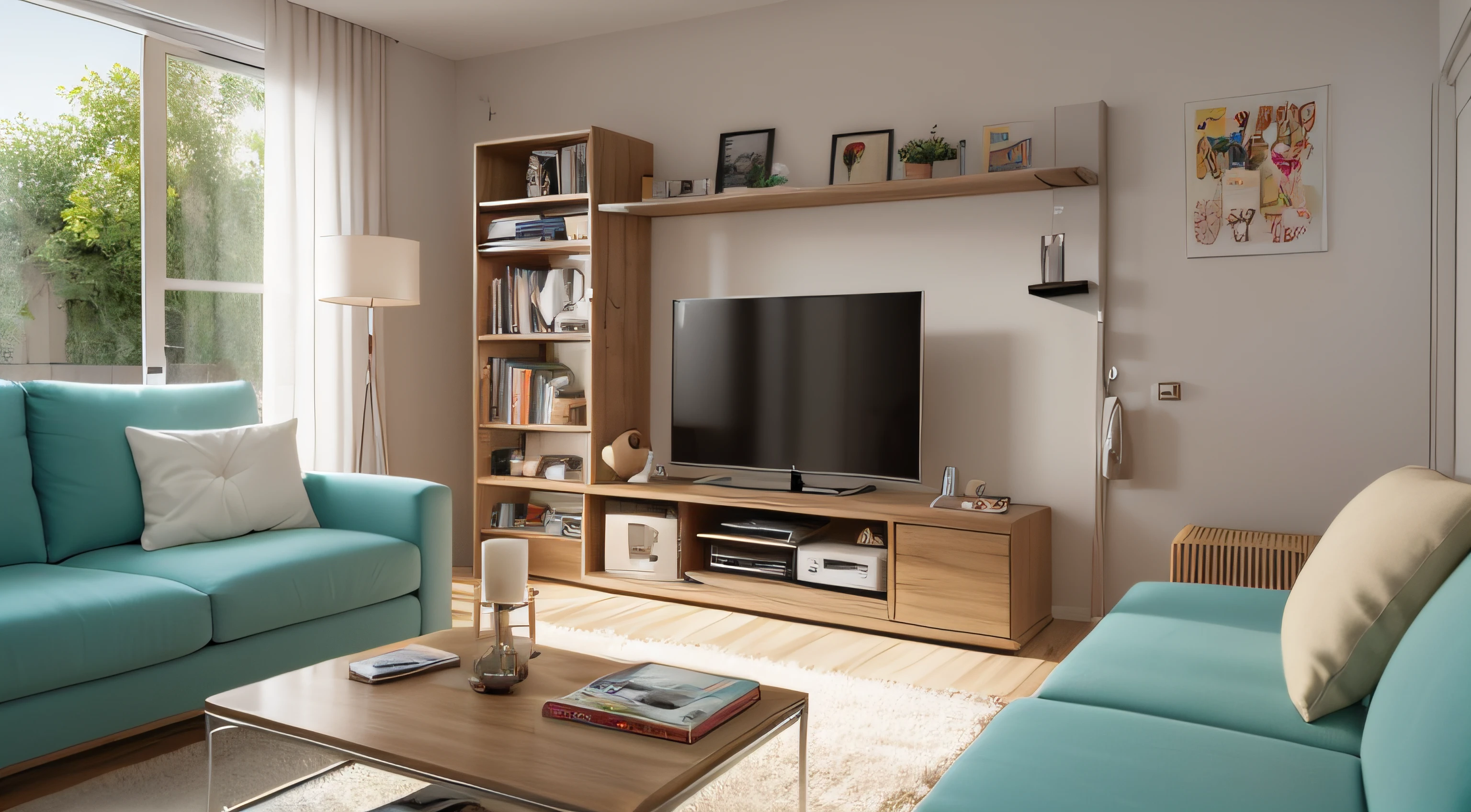 living room, no tv, cartoon style --auto --s2
