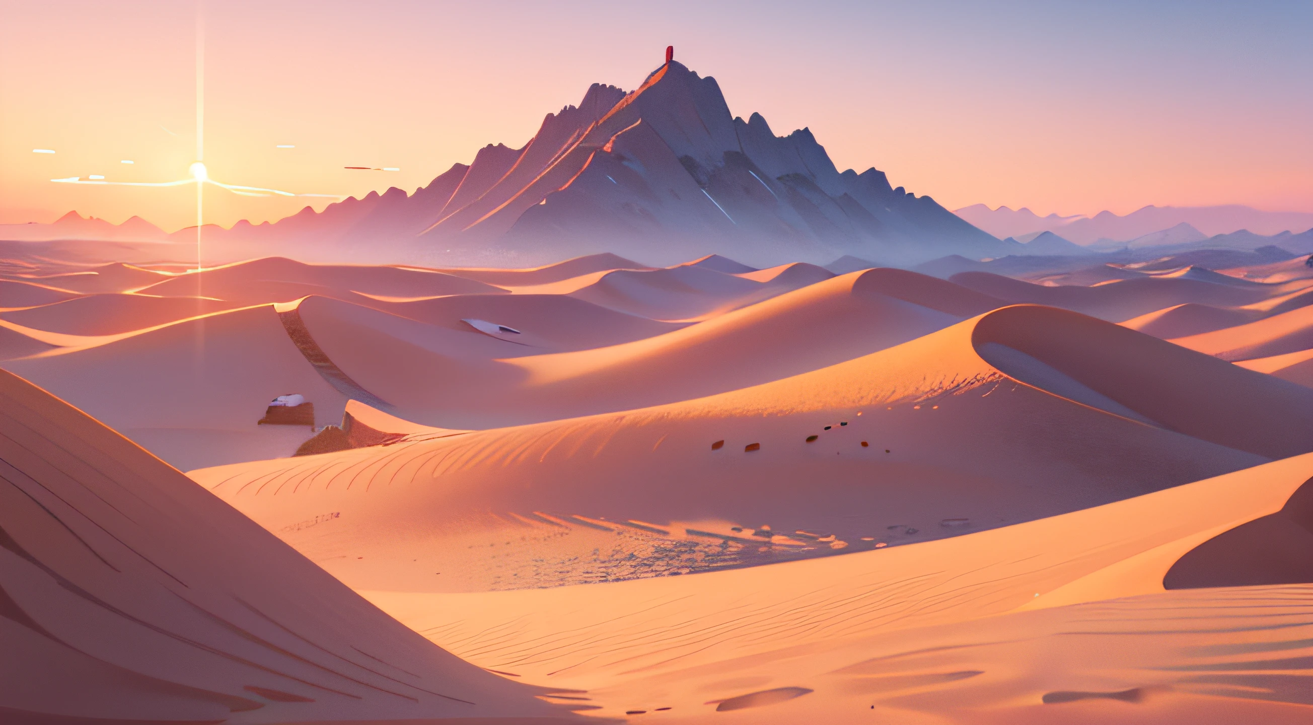 (illustrations : 1.0), photorealistic lighting, HD detail, 夏天, 12pm, Dolsan, Gate, Outdoor scenery, desert