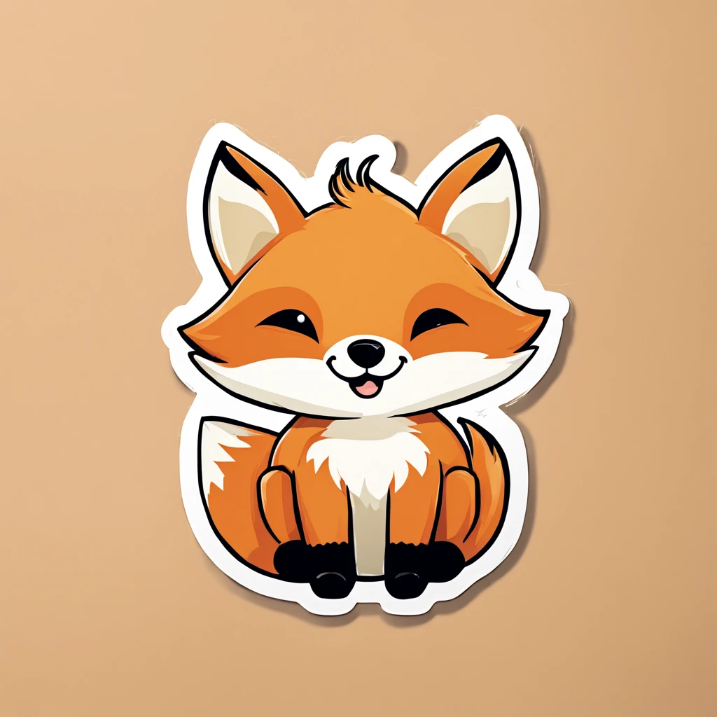 cute fox face sticker, a sticker,
