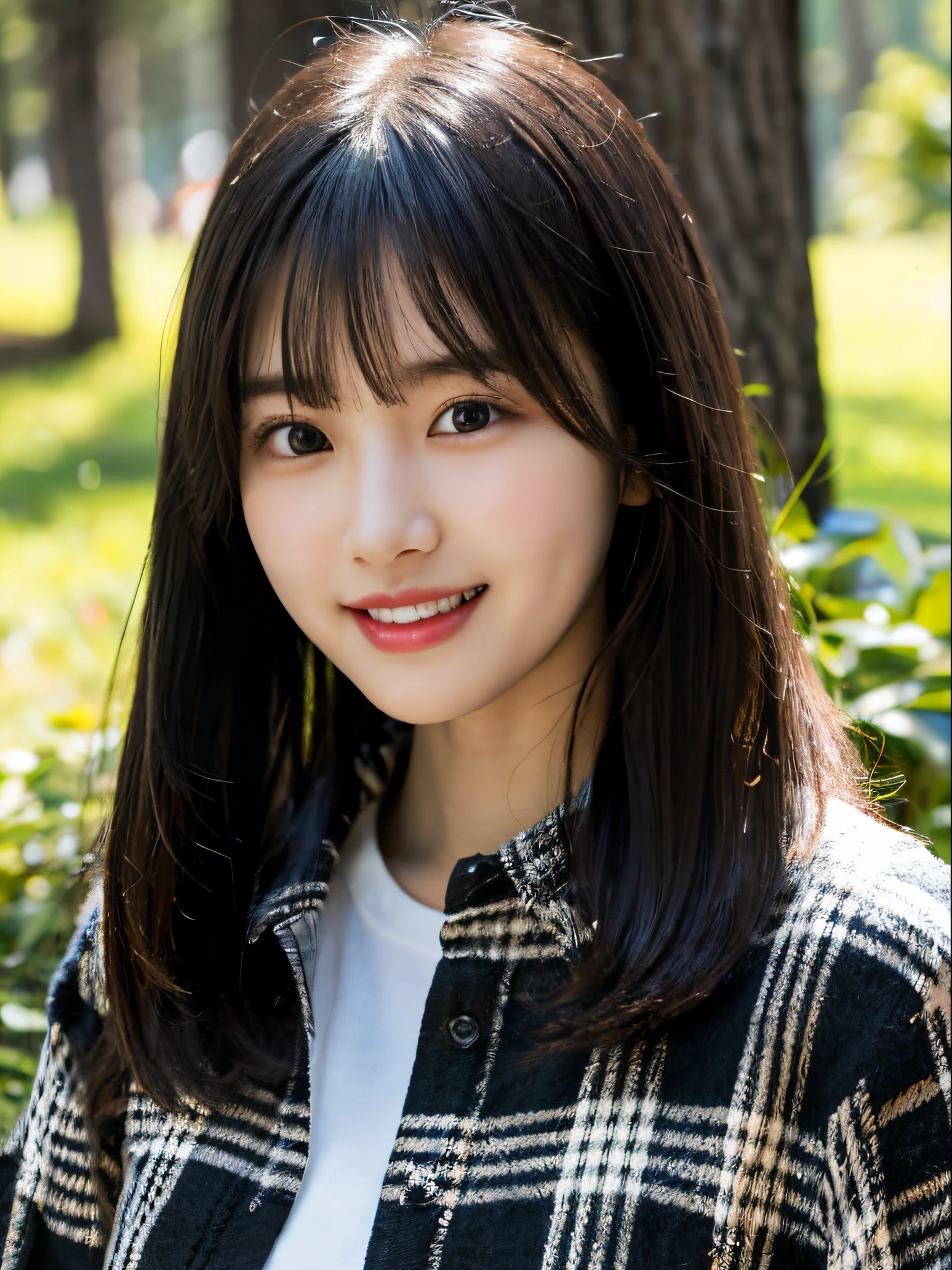 (28 years old,Beautiful Japanese,Round face、Seems kind、Iris、 ,(Black Hair),(Medium Long Hair),high quality、masterpiece:1.2,(Genuine、photo Genuine:1.4),break,blouse,present,Overjoyed,Open your mouth