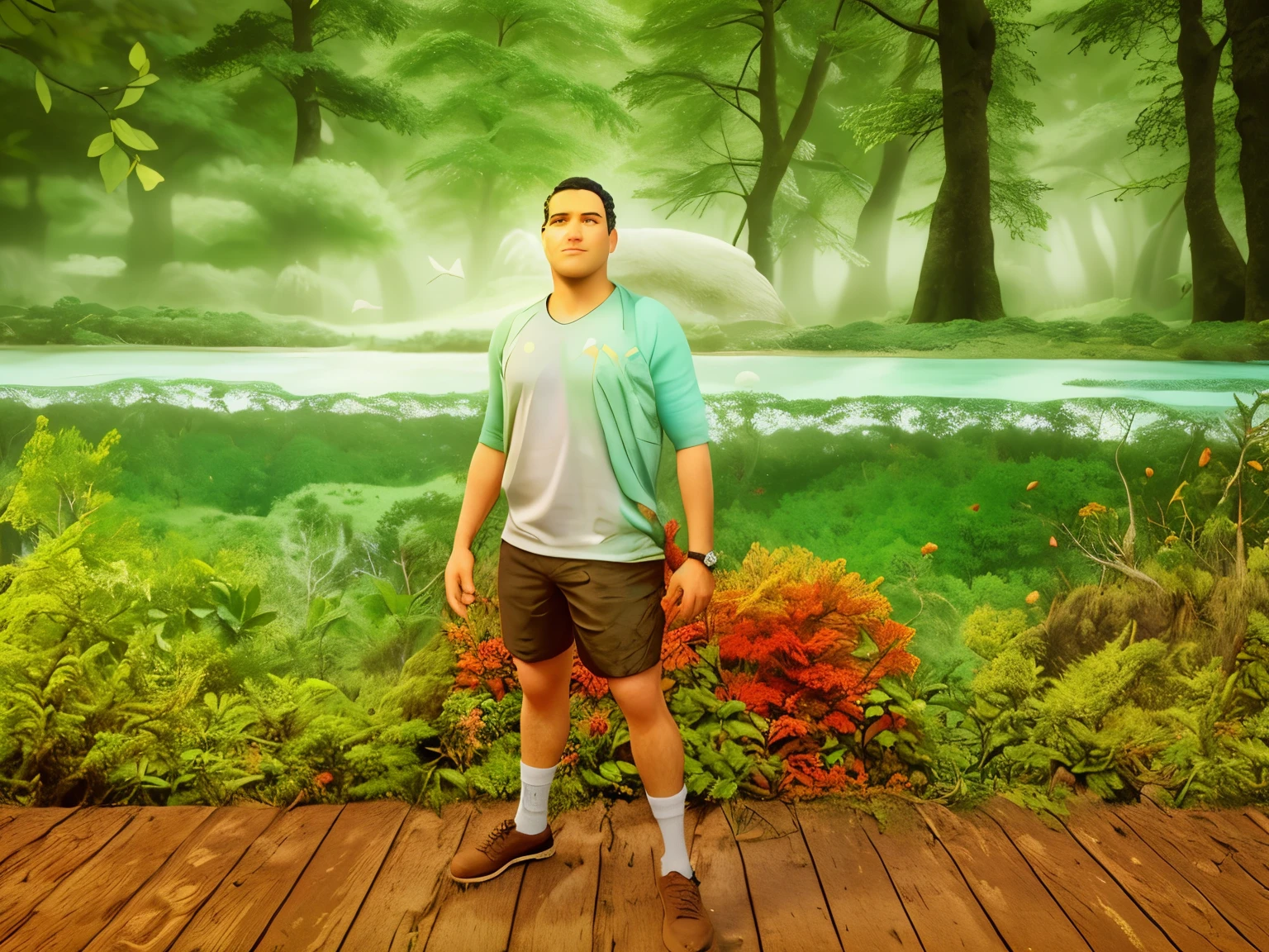 homem arafiado parado em uma floresta com uma camisa regata cinza, em frente a um fundo de floresta, na floresta, standing in the forrest, Potrait, Retrato no meio da foto, Retrato da floresta Gog, Forrest em segundo plano, ficou em uma floresta, standing in a forest, amidst nature, standing in a forest, standing in the forest