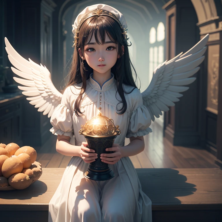 ​masterpiece、top-quality、in 8K、realperson、逼真、Highly detailed CG、shinny skin、Fully Focused、celestial realm、The Glory of God、shine、Little Angel、blessings、happiness、