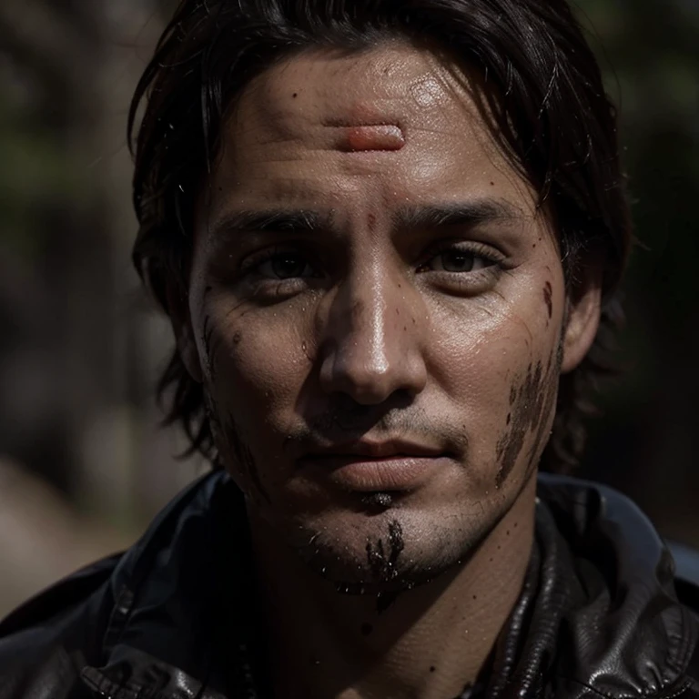Justin Trudeau with black mud on face