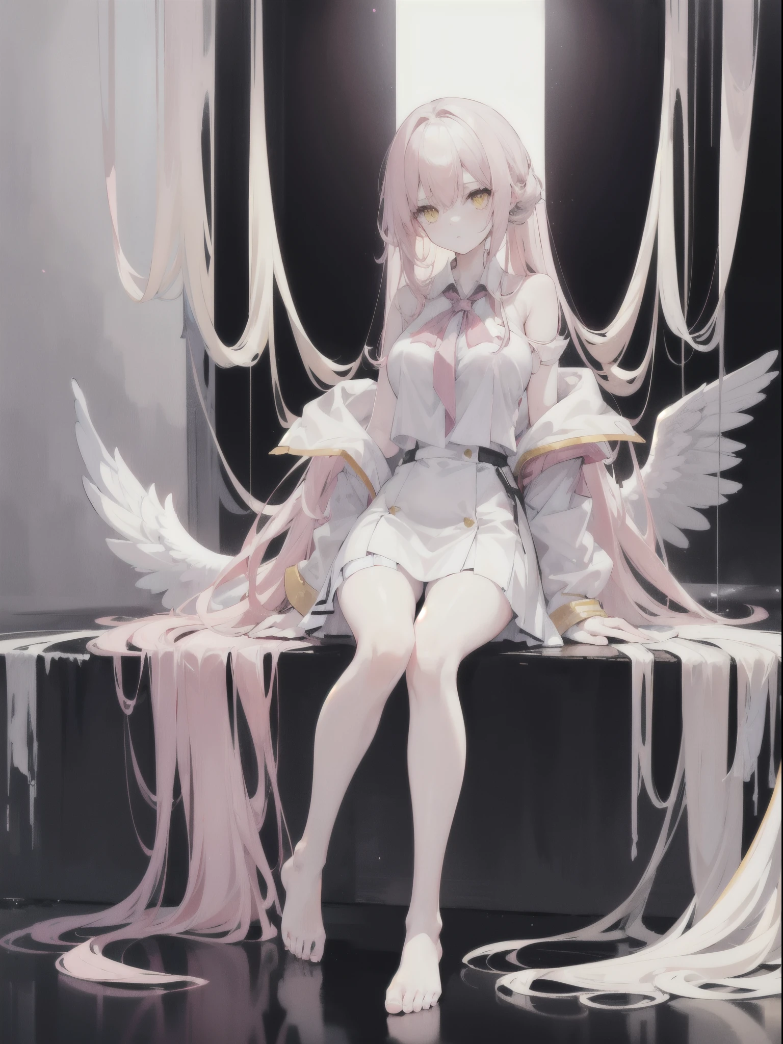 Girl, restraint, handcuffs, collars, livestock treatment, slavery, crying face, blush, scared, despair, crawling on all fours, (naked), nsfw, angel, wings, pet, no human rights, sexual processing, not treated as a person, poor thing, being treated as a tool, being used as an outlet for lust, rape