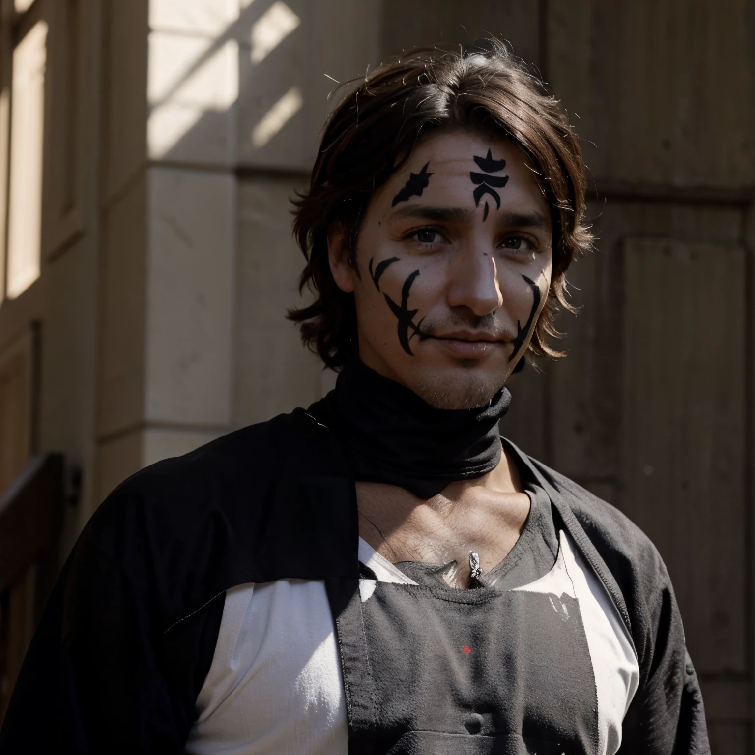 Justin Trudeau wearing black face paint