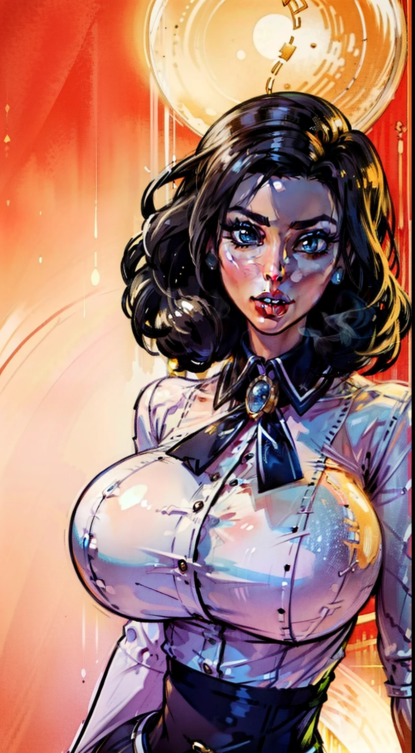 ((Elizabeth)), Bioshock infinite, Female in middle of image, reference sheet, concept character, character design, sketch,doodletits,, sexy lips, (gigantic breasts:1.1), skindentation, breasts, official illustration, illustration, detailed face, beautiful intricate eyes, curvy milf, 1:2), closeup, titsnipples, hourglass waist, slendered ans, wide hips,