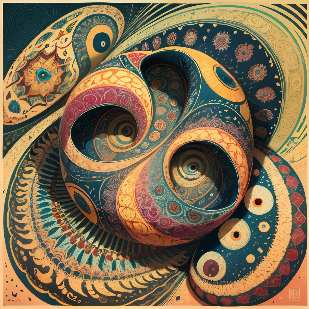 A square scarf with paisley designs on it, an ultrafine detailed painting by Maryam Hashemi, generative art, biomorphic, lovecraftian. --auto --s2
