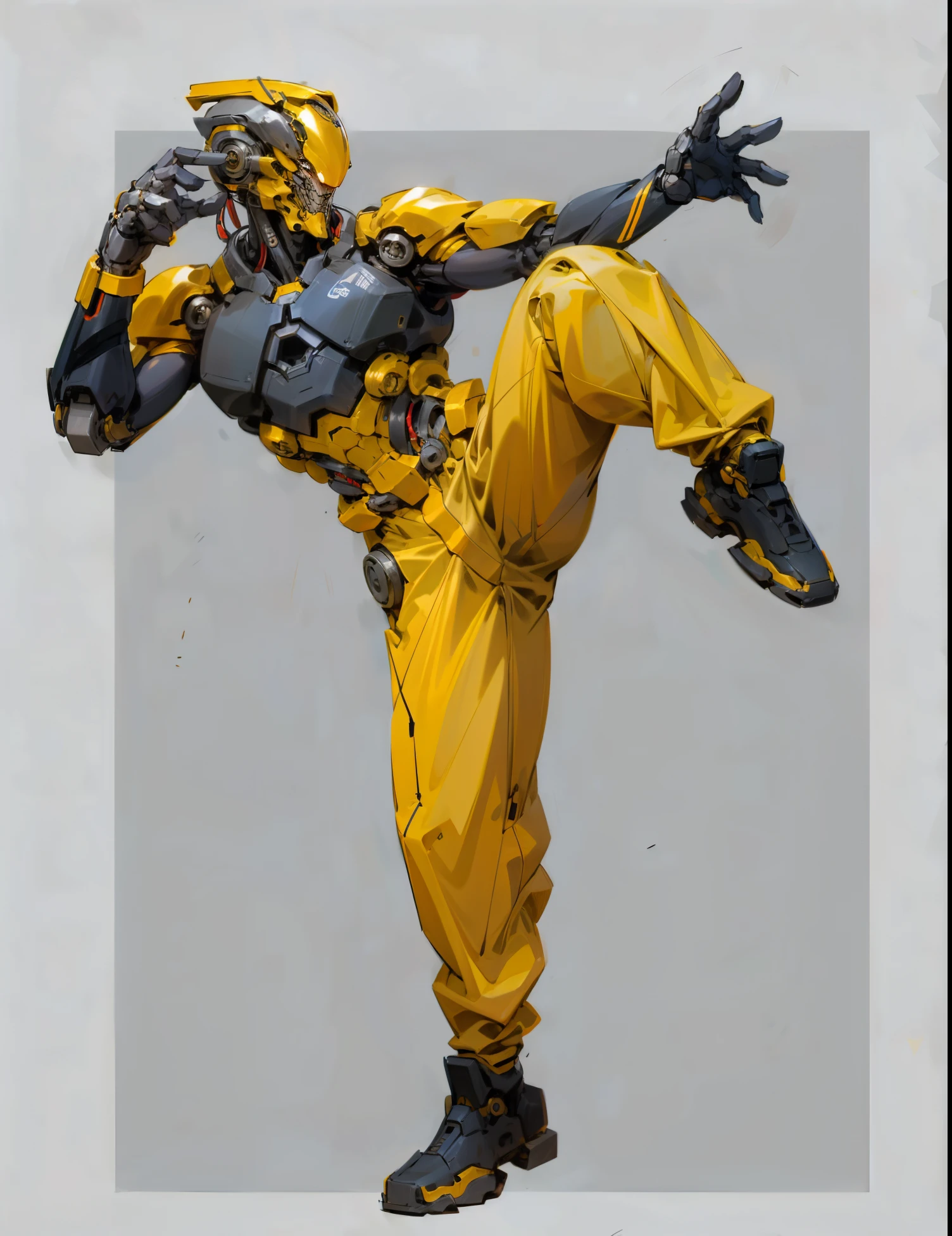 Dark_like a dream,cyber punk personage,1man Mechanical marvel,Robotic presence,cybernetic guardians,Samurai mechanical armor,Martial artist,Bruce Lee,