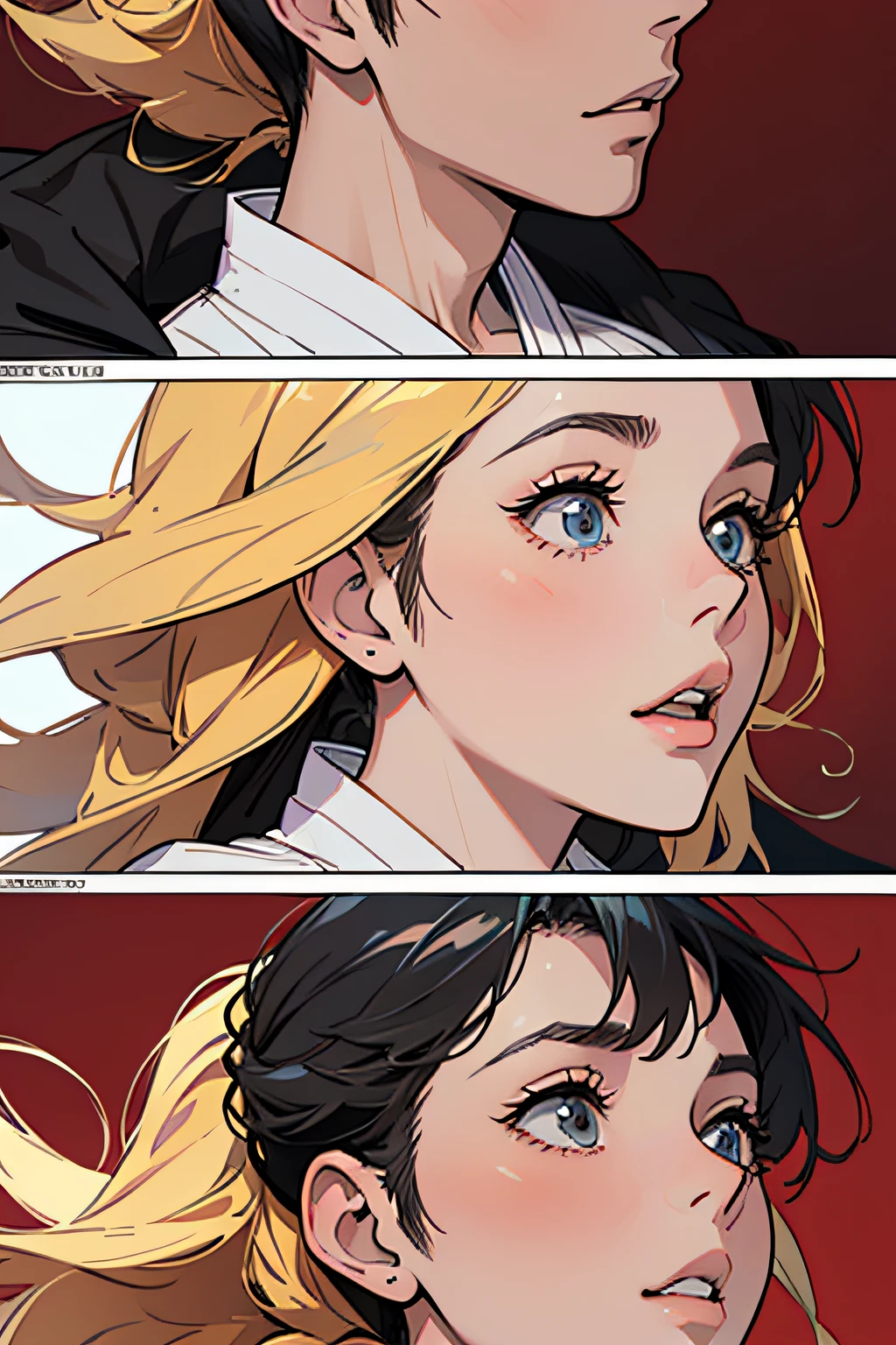 Comic Storyboard:1.8, comic strip, Comic Layout, My favorite manga storyboard, story of a loving couple, anime emoji theme pack, Hyper Hi-Vision, Japanese anime manga style, red background dark sky, 24K UHD.