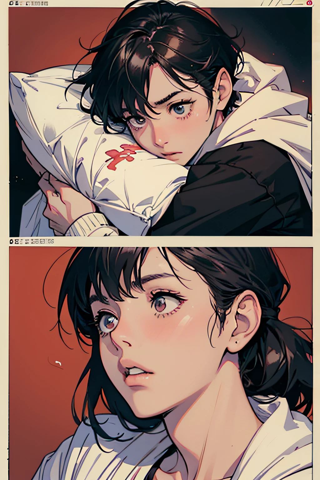 Comic Storyboard:1.8, comic strip, Comic Layout, My favorite manga storyboard, story of a loving couple, anime emoji theme pack, Hyper Hi-Vision, Japanese anime manga style, red background dark sky, 24K UHD.