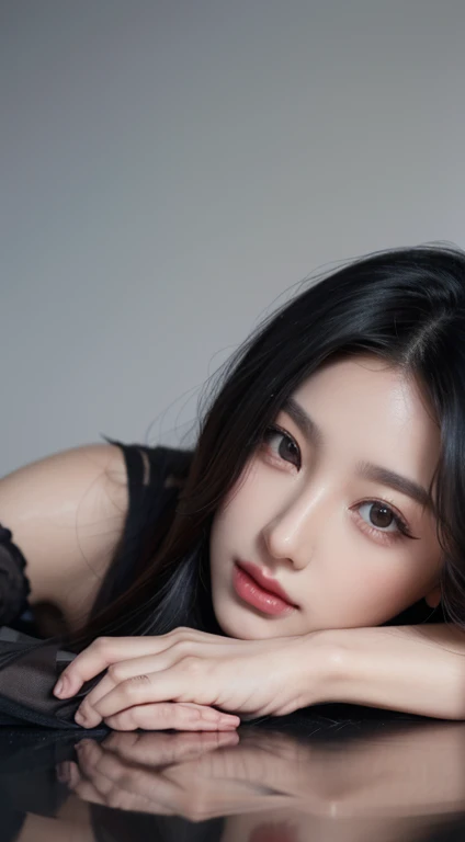 one-girl，Long black hair，Delicatemakeup，Delicate facial features，facial closeups，Facing the lens，8K，Best Picture Quality，looks into camera，high qulity，looks into camera，looks into camera，