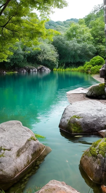 Imagine a serene and tranquil landscape, where the waters are the main highlight. You stand before a crystal clear lake, with calm and refreshing waters that perfectly mirror the blue sky above.

As you walk along the lakeshore, you can feel the gentle breeze caressing your face and the fresh smell of the water. The surface of the lake is interrupted only by the gentle ripples caused by small fish swimming gracefully.

Around the lake, there is lush green vegetation, with tall trees and shrubs that give shelter to a variety of colorful birds. You can hear the soft sound of their singing as they fly from branch to branch, bringing even more life to this serene landscape.

Nearby, you spot a small waterfall, where the waters gently fall from a height, creating a soothing and inviting sound. You get closer and feel the cool mist of the waterfall touch your face, as you watch the crystal clear waters falling into a small pool below.

This landscape with waters is a reminder of the beauty and tranquility that nature can offer us. The presence of the waters invites us to reflect on the importance of purity, rebirth, and renewal in our lives.

As we observe this landscape, we can feel the presence of God, who is like an eternal fountain of living water. He invites us to drink from this source, to quench our spiritual thirst, and to find peace and serenity in His presence.

This watery landscape reminds us that just as water can cleanse, purify, and give life, God is always ready to cleanse us from our sins, renew our souls, and give us the abundant life He promises. It is an invitation to immerse ourselves in God's presence and find rest and restoration for our souls.