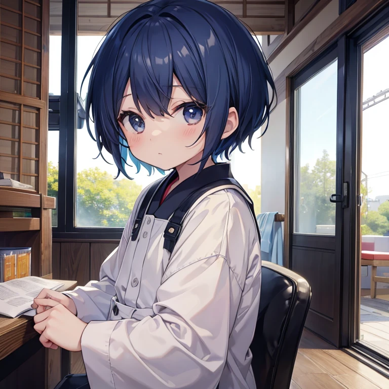 darkblue hair、Chibichara、short-haired、male child