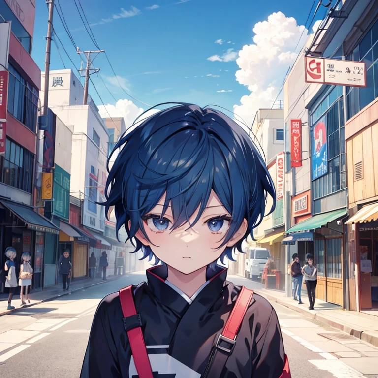 Anime Boy、Chibichara、short-haired、darkblue hair