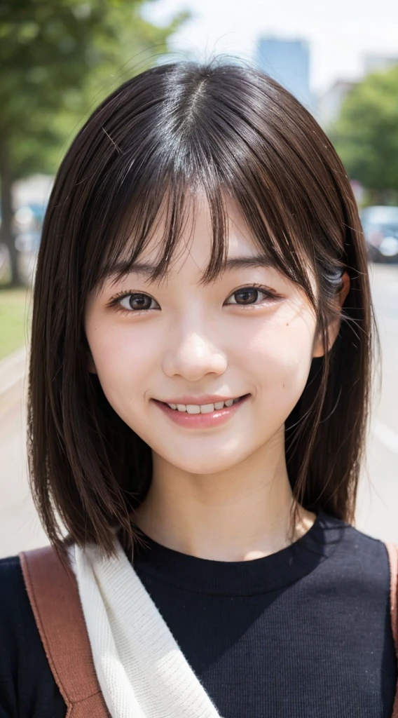 Sayuri Yoshinaga　18year old　Face Up　a smile　frontage