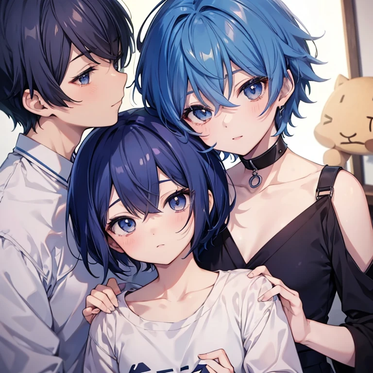 Anime Boy、short-haired、darkblue hair、Chibichara、1人