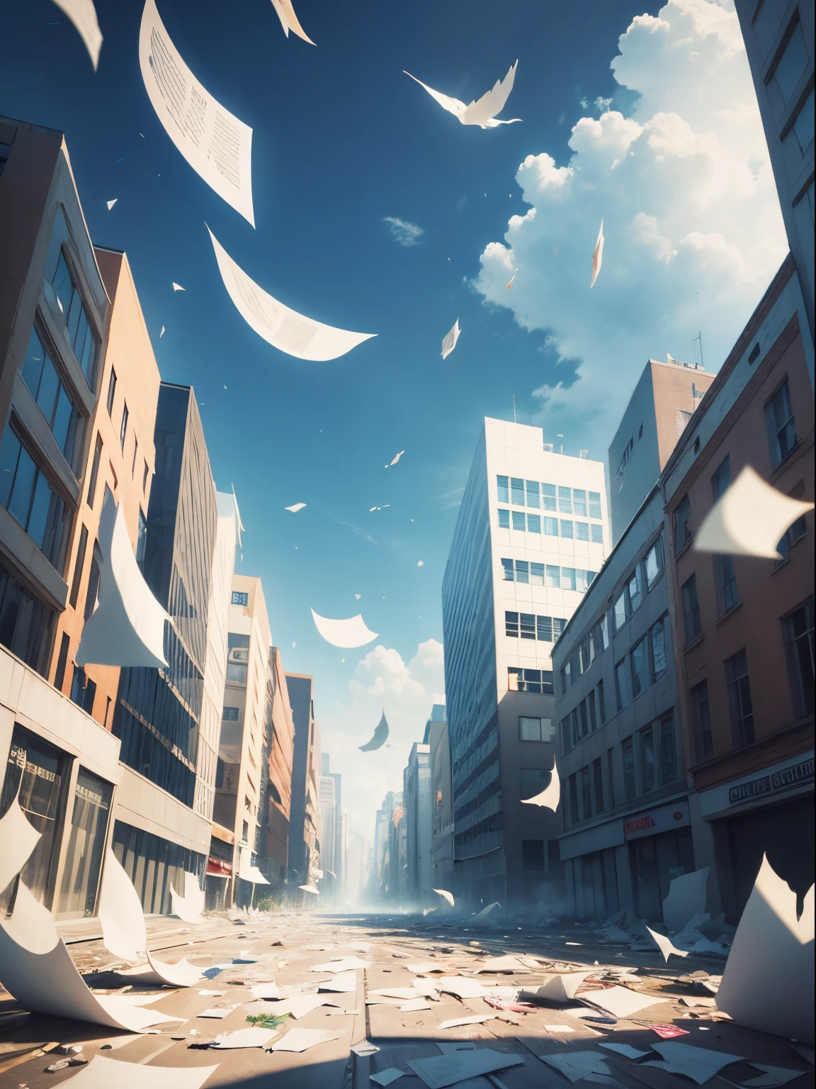 Many pieces of paper fell from the sky