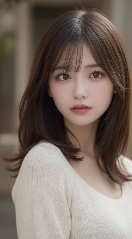finely detail, hight resolution, hightquality、Perfect dynamic composition, Beautiful detailed eyes, Medium Hair, small tits、Natural Color Lip,Kamimei、Shibuya、college aged、1 persons、Transparent skin、Glowing hair、masutepiece, Best Quality, Illustration, Ultra-detailed, finely detail, hight resolution, 8K、The correct state of the human body、model poses、long-sleeve