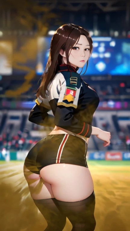 ((velocity)),Attacked by farts, (((Women farting))),(girl farting while line up on the field )),bushing,velocity,(a female soldier), (wearing a army outfit),(thighhighs),(stand facing the screen),(her buttt facing the screen) (long hair brown hair),(Asian woman),(training field),(masterpiece:1.2、top-quality)、(the Extremely Detailed CG Unity 8K Wallpapers、ultra-detailliert、Best Shadows),(The best lighting、extremely delicate and beautiful)、depth of fields、