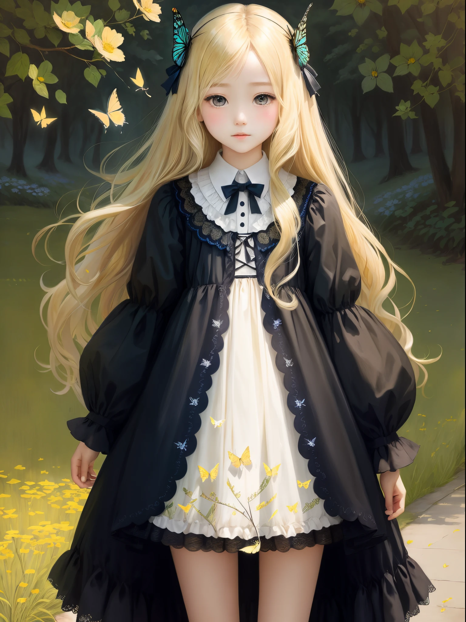 doodle、butterflys々Feathers of、butterflys々Fluttering、s girl、portraitures、shiny long hair blonde、see this photo、Variation change、