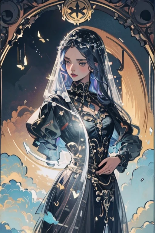 (best quality,4k,8k,highres,masterpiece:1.2),ultra-detailed, woman, gothic, veil, witch, nature