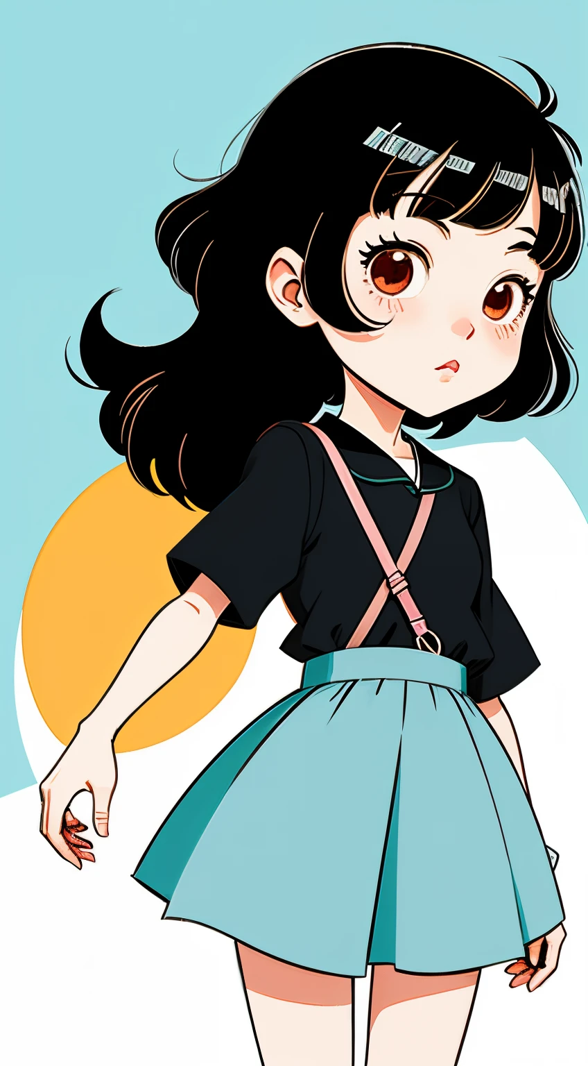 Cartoon Girl, lofi-girl, Inspired by Yumeji Takehisa, Cartoon vector style, change, Retro anime girl, lamplight!, avatar images, girl with black hair, Flat anime style, Cartoon minimalism, Flat vector art, flatillustration, Cartoon Cute, Anime portrait of Shiina Ringo