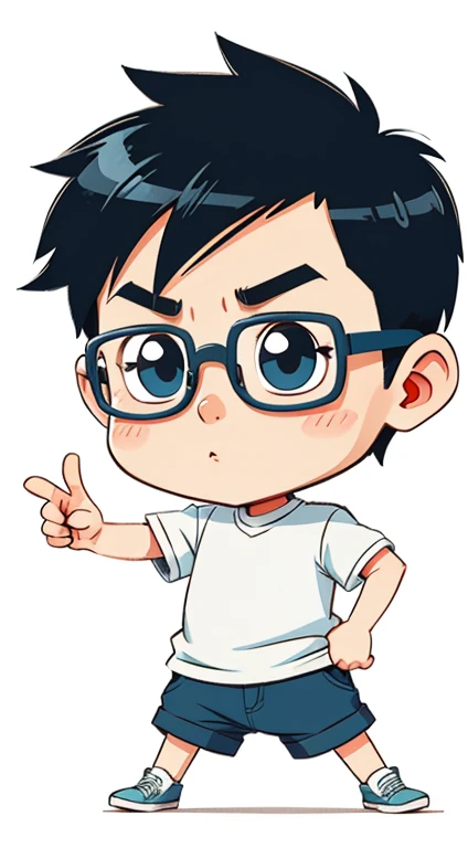 Little boy with glasses。Cartoon vector style, change!, Avatar picture, Flat anime style, Cartoon minimalism, Flat vector art, flatillustration, Cartoon Cute,