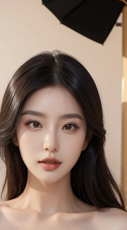 Chinese plump girl,cabelos preto e longos,Delicatemakeup,exquisite facial features,facial closeups,facing at the camera,8K,Best Picture Quality,looking at the camera in,high high quality,looking at the camera in,looking at the camera in,