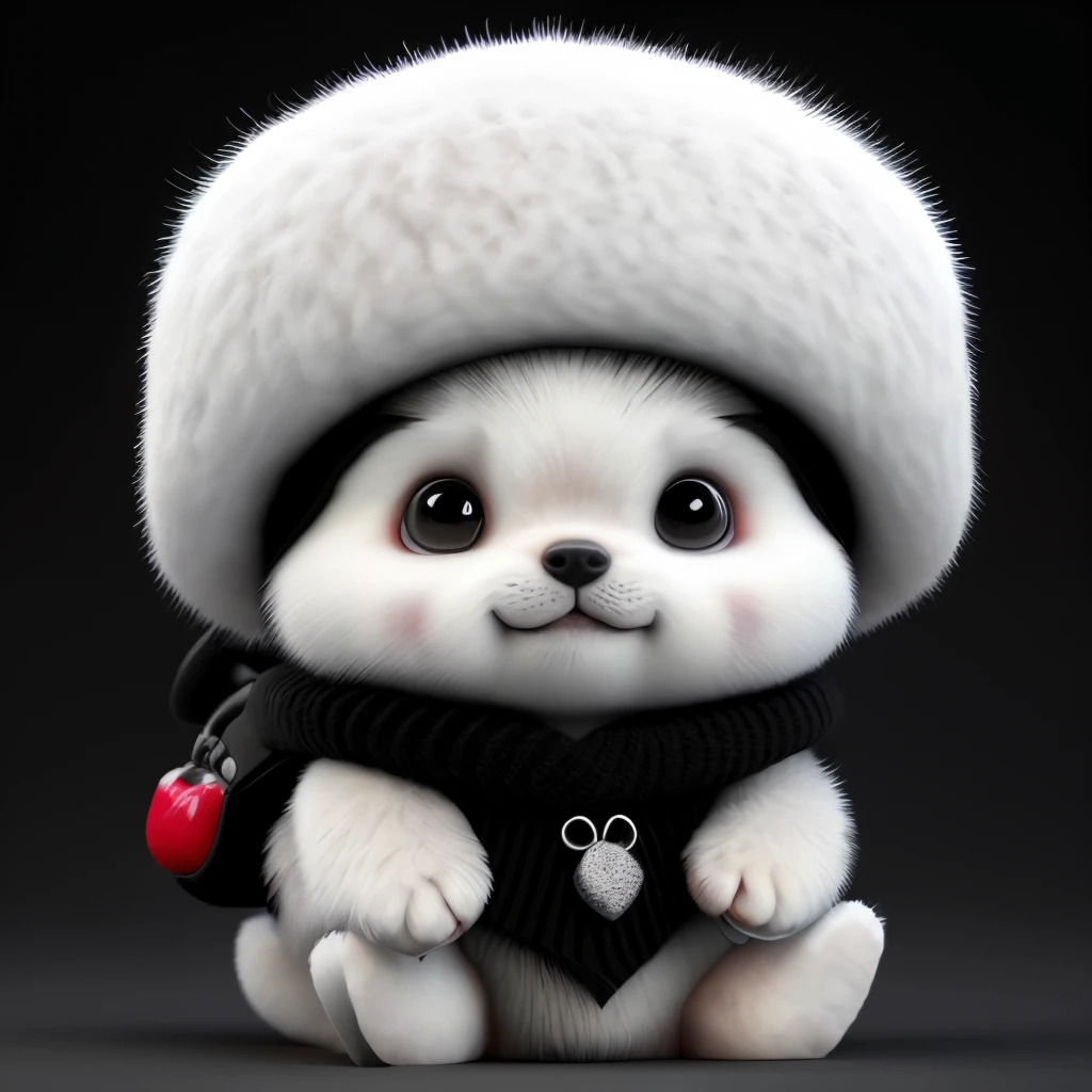 Cute black and white husky，Realistic looks，Hairy body，Be red in the face，wearing hat，Non-human appearance。