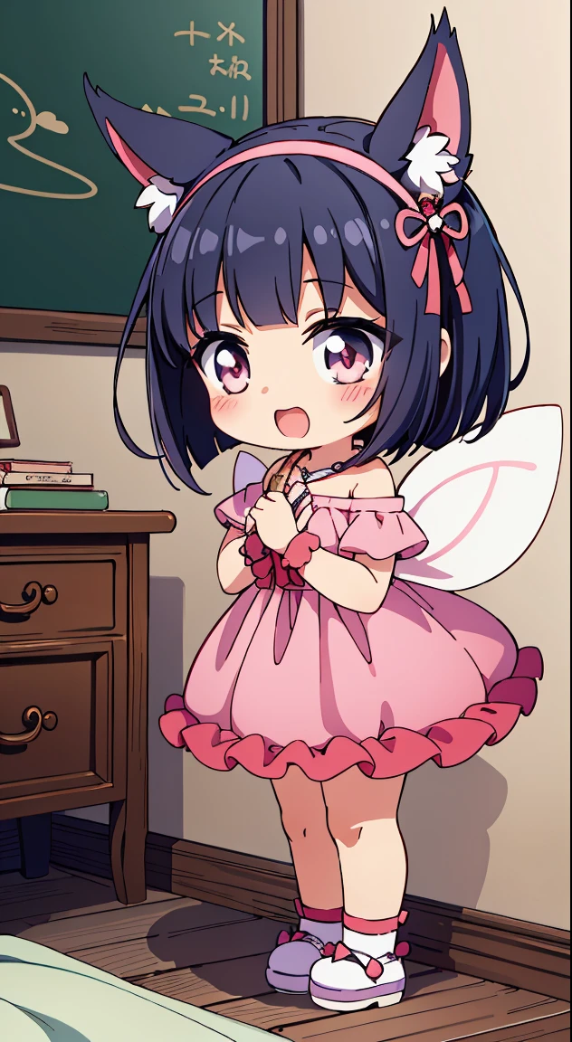 (Cute illustration:1.4),(fuwafuwa illustration:1.3), (pastel color:1.3),(Cute,kawaii,Dolce:1.3), (Dreamy,Fancy:1.2), Anime, (Delicate hair waving in the wind and shining delicately),
(masutepiece, Best Quality, High resolution, absurderes, Intricate details:1.3), (Photorealistic), Lens perspective, Hyper Detailed, ultra-detailliert, detaile, Trending on ArtStation, Award-winning, Good anatomy, Perfect ???????, [。.。.3 d], Overexposure, lens flare break, (Chibi, Full body:1.6),



Beautiful Girl, (17 years old girl), Very detailed, colourfull, highest details, 1 beautiful girl, Solo,(Cute:1.5),(Chibi:0.8), (kawaii:1.5),(Lori:0.5),(girl, Cute, Cheerful, Loli face, slightly bulging chest),(A dark-haired,Disheveled short bob,tareme,Pink eyes:1.55),(sano,A smile,Bad face:1.2), (White rabbit ear headband:1.2),Shiny skin,Clear skin, Beautiful skin,(best quality face),(Top quality glowing eyes), (Doya face,brave face:1.45), (The best smile,Doya face:1.45),BREAK, (calm and natural smile,Open mouth:1.1)//(Off shoulder dress, MIDI Skirt, bow ribbon:1.3)//Standing, Cute little girl sitting on bed,Showroom,(Girl's Private Room, pastel base,
Girly Bedroom, Pastel colors, Soft blanket, Fluffy pillow, Fairy Light, wall art, animal stuffed, Books, desk work, speculum, cosy atmosphere, Personal touch, poster for, [Stuffed toys]:1.3)//From Side,Centered,Waterfall,depth of fields,

 BREAK,wakame,wakame,wakame,(Dynamic Angle:1.4), 

BREAK,(Blurry background:1.3),(absurderes, hight resolution, Super Detail Art),cel shading,Clear Color, Lonely optical effect, Beautiful pictures, Bright glow, mystic atmosphere,(Close-up of girl:1.1), Mystical light particle effect,manga influence, clean line drawings,
