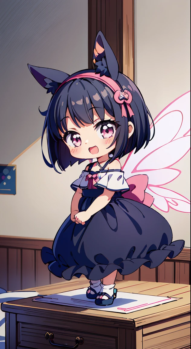 (Cute illustration:1.4),(fuwafuwa illustration:1.3), (pastel color:1.3),(Cute,kawaii,Dolce:1.3), (Dreamy,Fancy:1.2), Anime, (Delicate hair waving in the wind and shining delicately),
(masutepiece, Best Quality, High resolution, absurderes, Intricate details:1.3), (Photorealistic), Lens perspective, Hyper Detailed, ultra-detailliert, detaile, Trending on ArtStation, Award-winning, Good anatomy, Perfect Anatomy, [。.。.3 d], Overexposure, lens flare break, (Chibi, Full body:1.6),



Beautiful Girl, (17 years old girl), Very detailed, colourfull, highest details, 1 beautiful girl, Solo,(Cute:1.5),(Chibi:0.8), (kawaii:1.5),(Lori:0.5),(girl, Cute, Cheerful, Loli face, slightly bulging chest),(A dark-haired,Disheveled short bob,tareme,Pink eyes:1.55),(sano,A smile,Bad face:1.2), (White rabbit ear headband:1.2),Shiny skin,Clear skin, Beautiful skin,(best quality face),(Top quality glowing eyes), (Doya face,brave face:1.45), (The best smile,Doya face:1.45),BREAK, (calm and natural smile,Open mouth:1.1)//(Off shoulder dress, MIDI Skirt, bow ribbon:1.3)//Standing, Cute little girl sitting on bed,Showroom,(Girl's Private Room, pastel base,
Girly Bedroom, Pastel colors, Soft blanket, Fluffy pillow, Fairy Light, wall art, animal stuffed, Books, desk work, speculum, cosy atmosphere, Personal touch, poster for, [Stuffed toys]:1.3)//From Side,Centered,Waterfall,depth of fields,

 BREAK,wakame,wakame,wakame,(Dynamic Angle:1.4), 

BREAK,(Blurry background:1.3),(absurderes, hight resolution, Super Detail Art),cel shading,Clear Color, Lonely optical effect, Beautiful pictures, Bright glow, mystic atmosphere,(Close-up of girl:1.1), Mystical light particle effect,manga influence, clean line drawings,