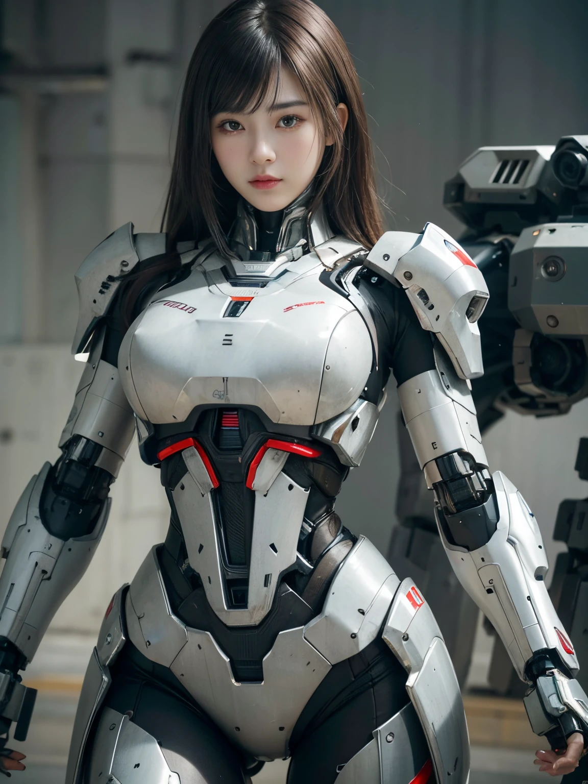Textured skin, Super Detail, high details, High quality, Best Quality, hight resolution, 1080p, hard disk, Beautiful,(War Machine),beautiful cyborg woman,Mecha Cyborg Girl,Battle Mode,Girl with a Mecha Body,She wears a futuristic war machine weapon mech,Fulll body Shot