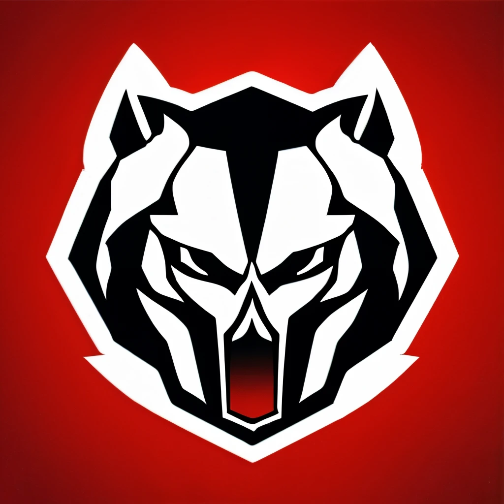 Crie um logotipo apresentando uma caveira de lobo feroz com uma arma  e a escrita headshot urt na parte inferior, uma lua vermelha no fundo