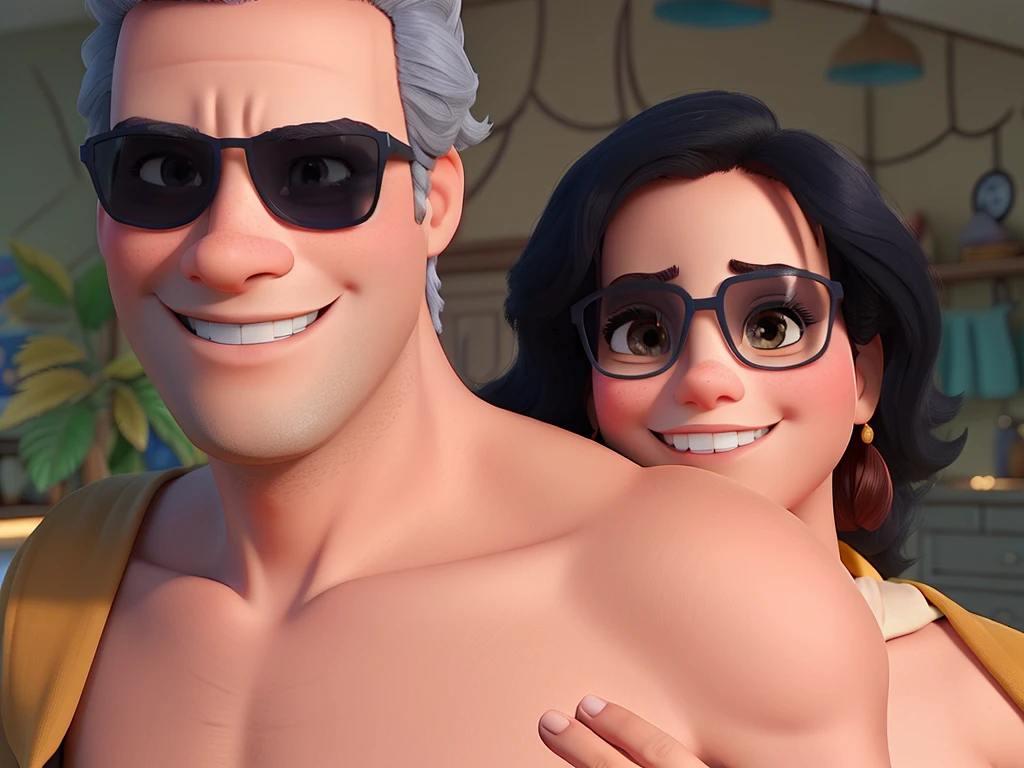 A couple in great quality and definition in the style of Disney pixar