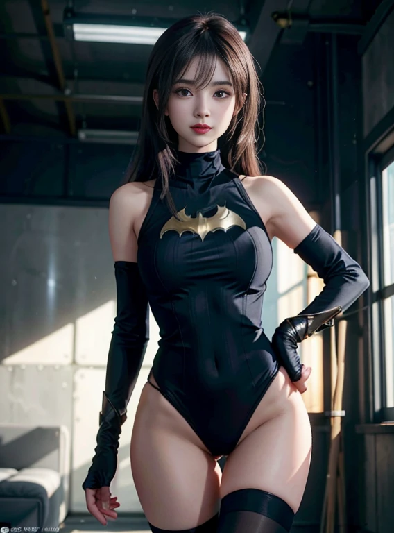 (Very detailed 8k wallpaper), Mid-shot photo of Batgirl, which are full of confidence, sexy top, short top:1.2, Calm, Modern futuristic clothes, with an intricate, Highly detailed, And dramatic, Cinematic lighting, Bright scene, Cameltoe:1.2, Thigh gap, softlight, Large breasts:1.3, NSFW:1.2, fit girl, lean girl. Dark gray clothes