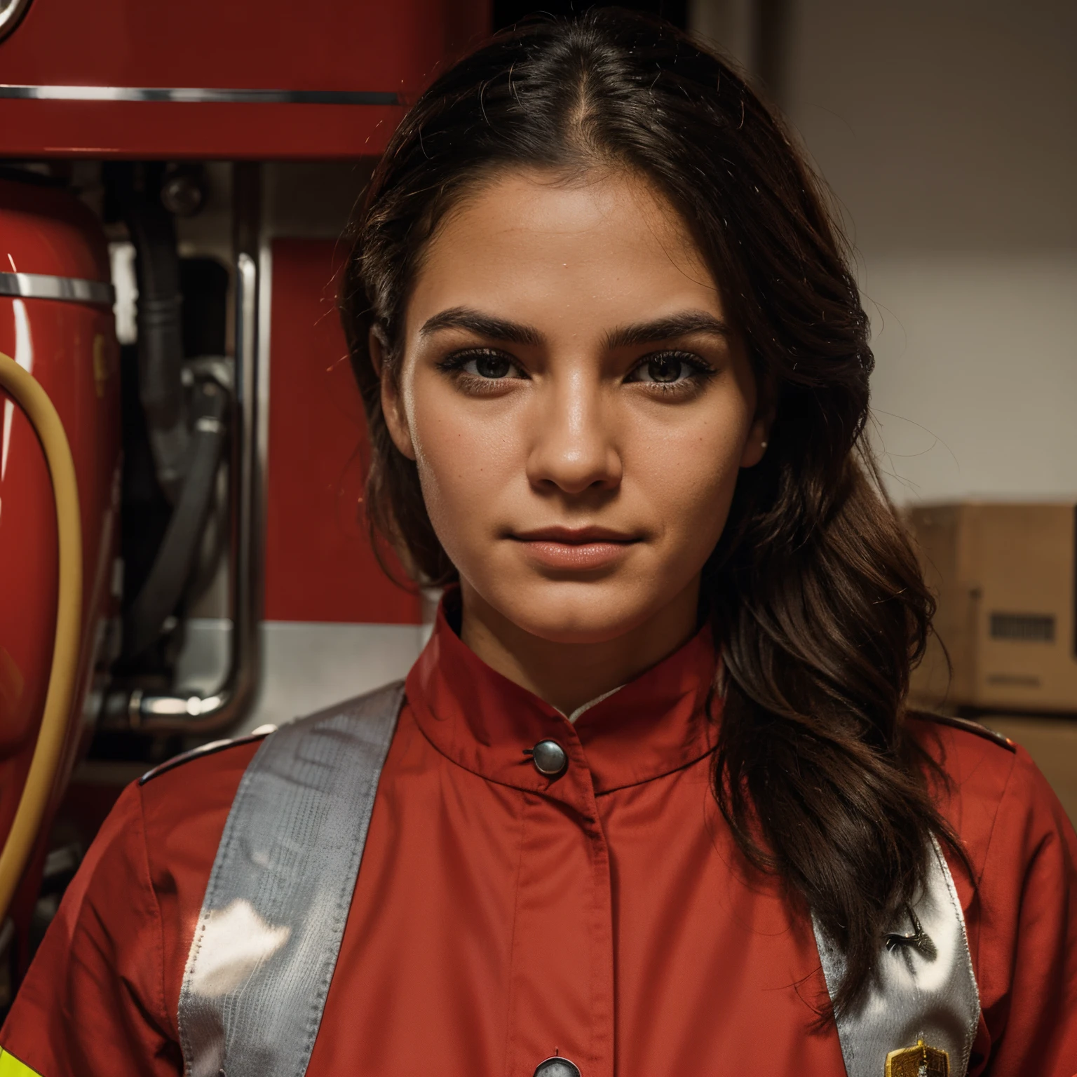 Create a community firefighter with the face of a firefighter in a Santa Catarina uniform