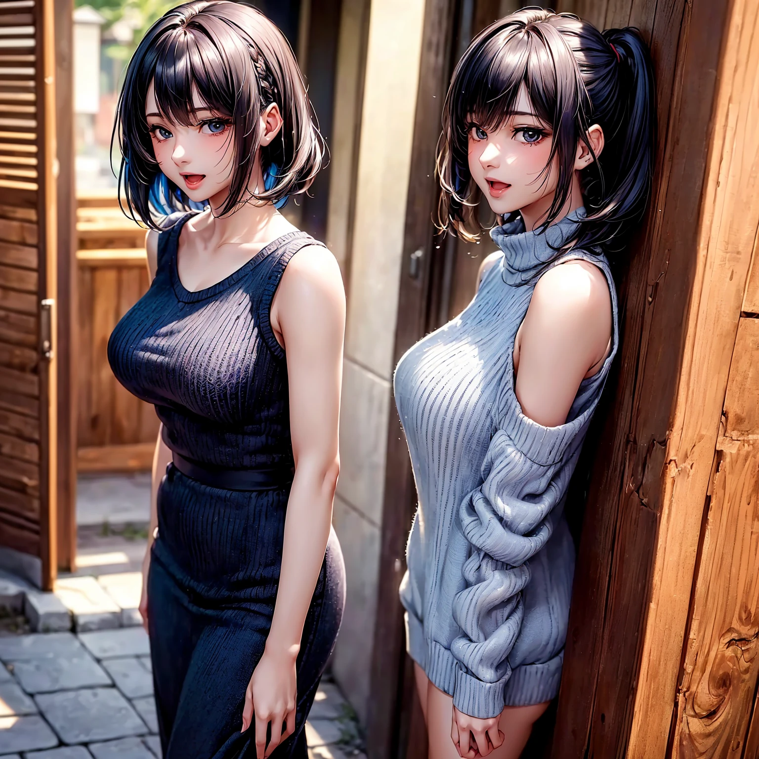 1girll, Solo, laura s. arseid (Long dark blue hair, Ponytail and side bangs, small boobs), (Inspired by traces of cold steel) Show off her panties in a school uniform, At military schools, Embarrassed