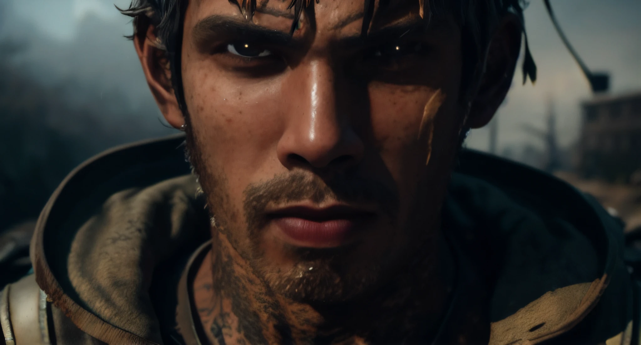 there is a man with a beard and a hoodie on, small character. unreal engine 5, detailed cinematic render, highly detailed vfx portrait, octane render cinematic, cinematic render unreal engine, cinematic close-up bust shot, ultra realistic 8k octan photo, unreal engine. film still, cinematic 4k octane render, detailed cinematic shot, cinematic realistic portrait