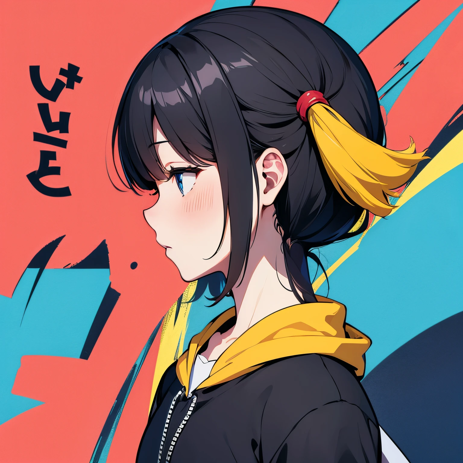 1人、profile、Depiction from the chest up、pop-art