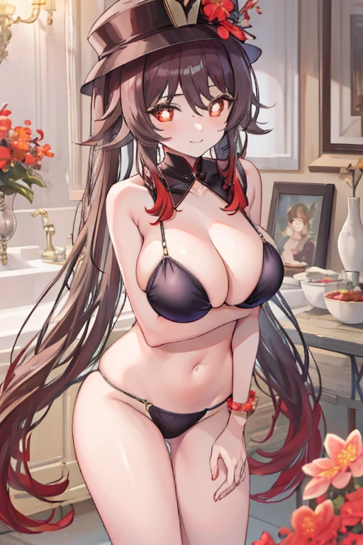 Best quality， 超高分辨率， 1 busty girl，bathing suit ，Cute big breasts， （ Long reddish-brown hair：1）， （puffy eye））， looking at me， Full body lesbian， smiling at me， red eyes， Flower pupils， Sweet， Big breasts are beautiful， Cute big breasts， caring， Very shy， Love me with all your heart， hyper HD， Smile gently at me，Colossal tits，Genre painting，Breasts on display，Busty big breasts，Expose the upper chest