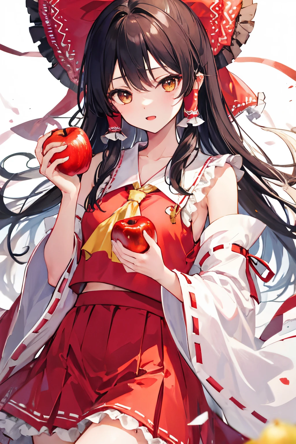 Kirisame Marisa,Hakurei Reimu,1GirlTag, holding apple