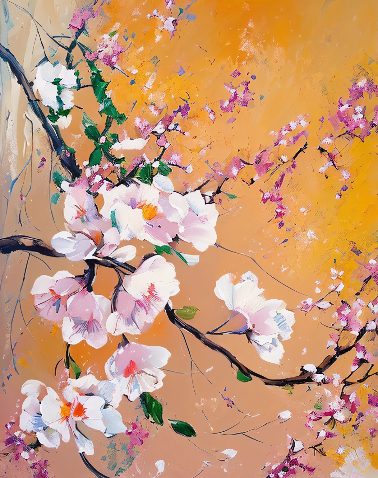 painting of a painting of a tree with white flowers, Mandy Jurgens Arte, inspirado em Pamela Ascherson, pintura com faca de paleta, inspirado em Arie Smit, FLORES brancas, intricate and intense oil paint, pintura sobre tela, inspirado em Colijn de Coter, expressive rustic oil painting, inspirado em Irene Bache, trending on artsation