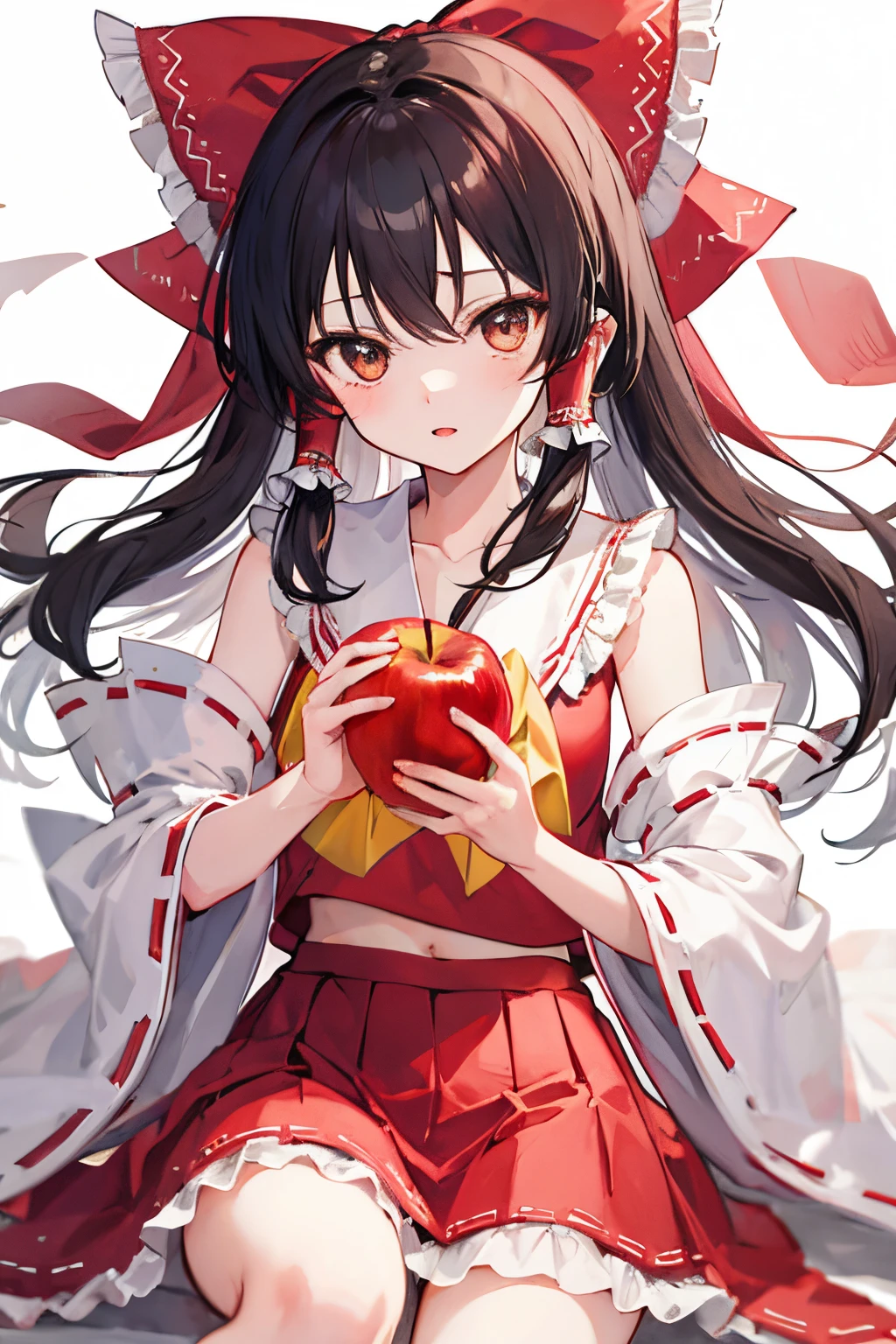 Kirisame Marisa,Hakurei Reimu,1GirlTag, holding 1 apple