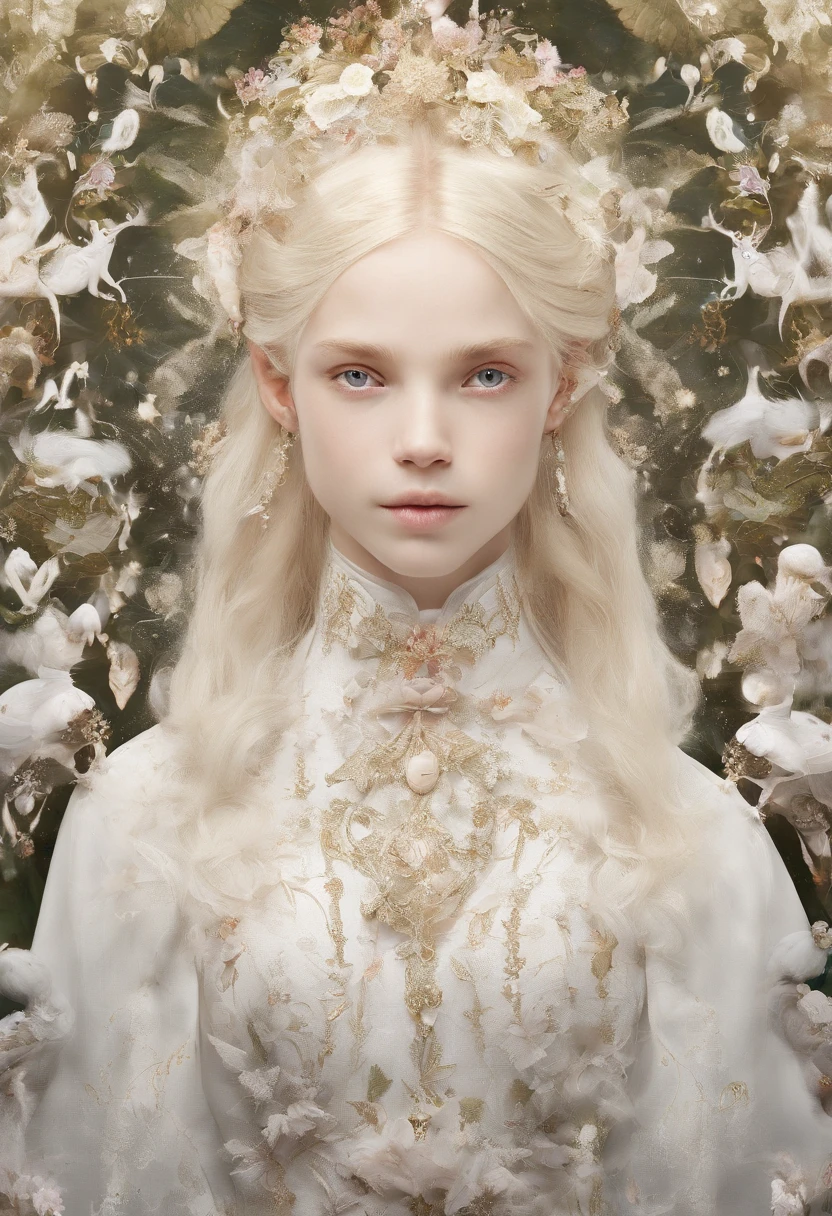 White-colored skin,combed blonde hair,A boy with,boy,Gods,年轻,Handsome,gallant,Son,