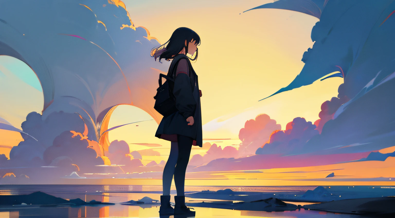 The girl stood in the distance