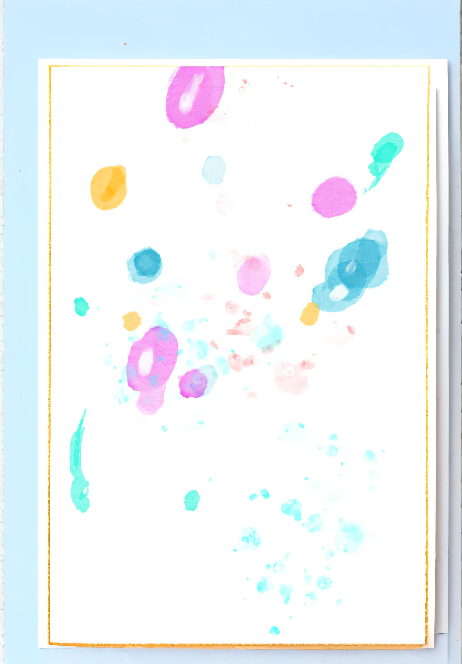 Many colored water droplets are floating in the sky, Color Spot, Watercolor Splash, Watercolor Splash, abstract paint color spots, Fun vivid watercolor, colored spots, digital watercolor painting, Paint splatters, paint drops, Multicolored splatter, Watercolor Art Style, simple light blue, Flat Water Color Texture, Painted watercolor, watercolor paiting