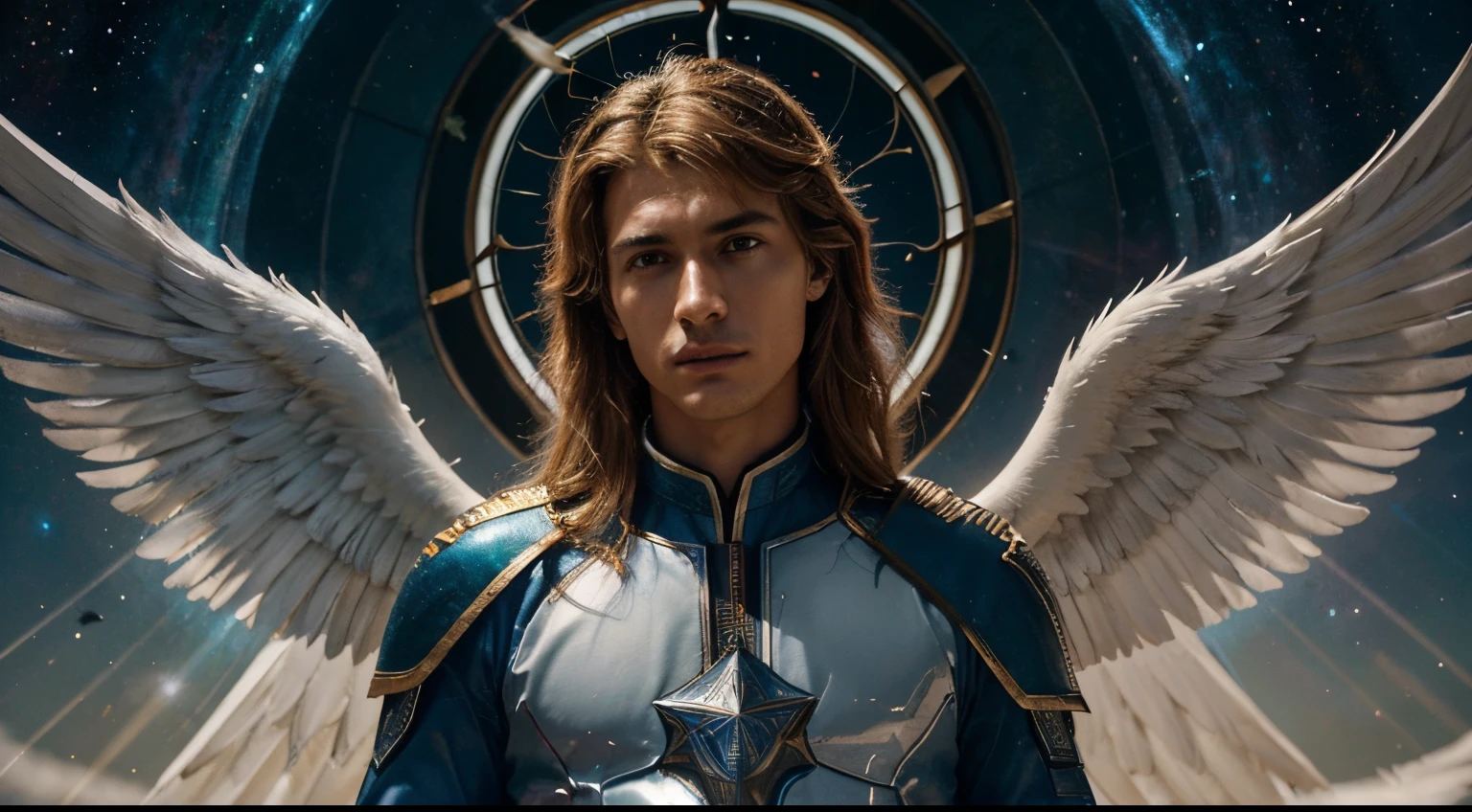 male image of Archangel Gabriel in high definition. Here's an example prompt you can use:

"Describe an image of Archangel Gabriel in high definition, highlighting your angelic features, vestimenta celestial e a atmosfera serena ao seu redor. Be sure to emphasize vivid details and radiant colors, providing a powerful and inspiring representation of the Archangel."