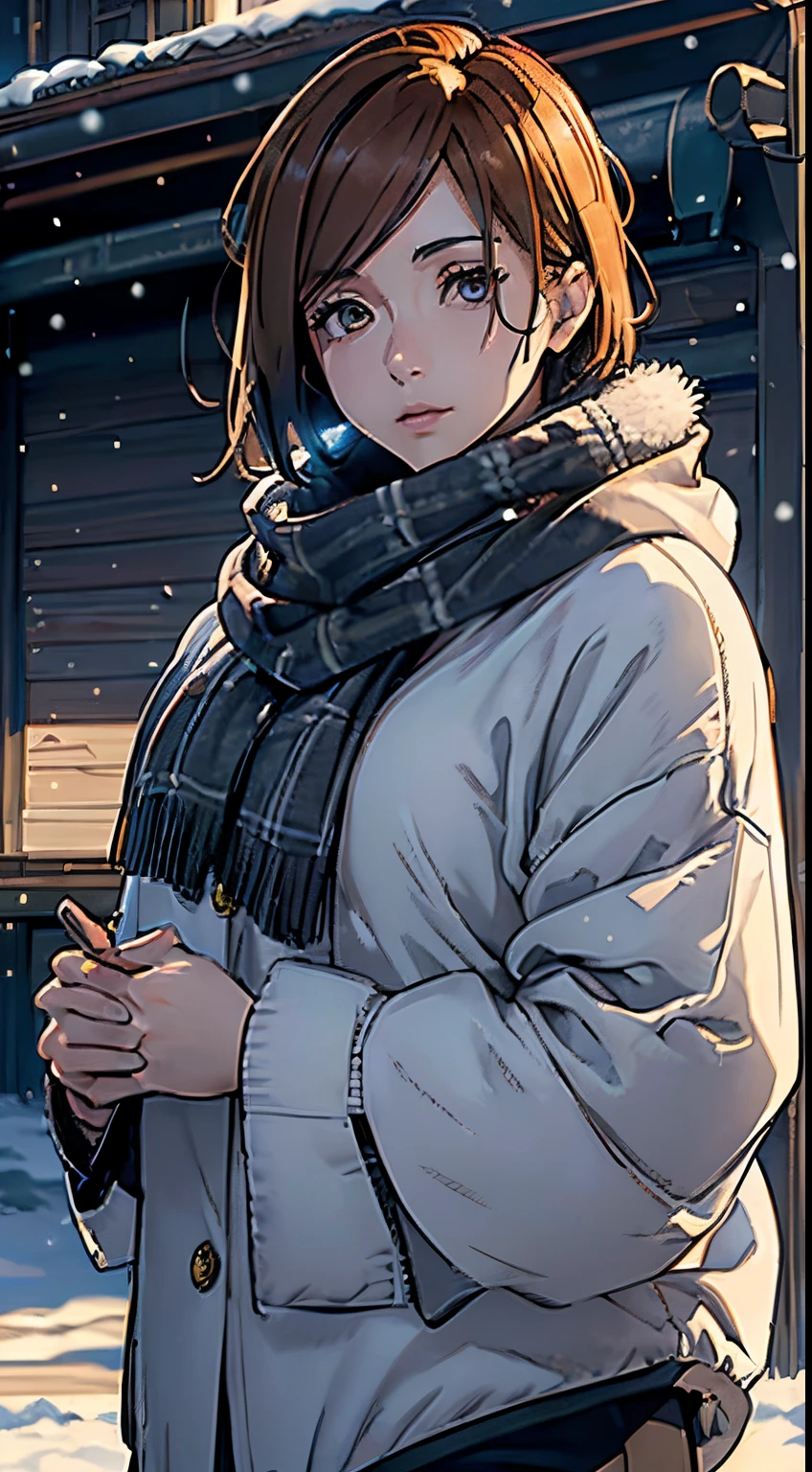 ((巨作:1.2, best quality), (CG Unity 8K wallpaper highly detailed, best shadow), highly detailed, (beautiful eyes detailed: 1.2), ((winter clothes, daylight, winter))), ( Cowboy Shot: 1.2), anime, city, 巨作, best quality, high detail, 4K