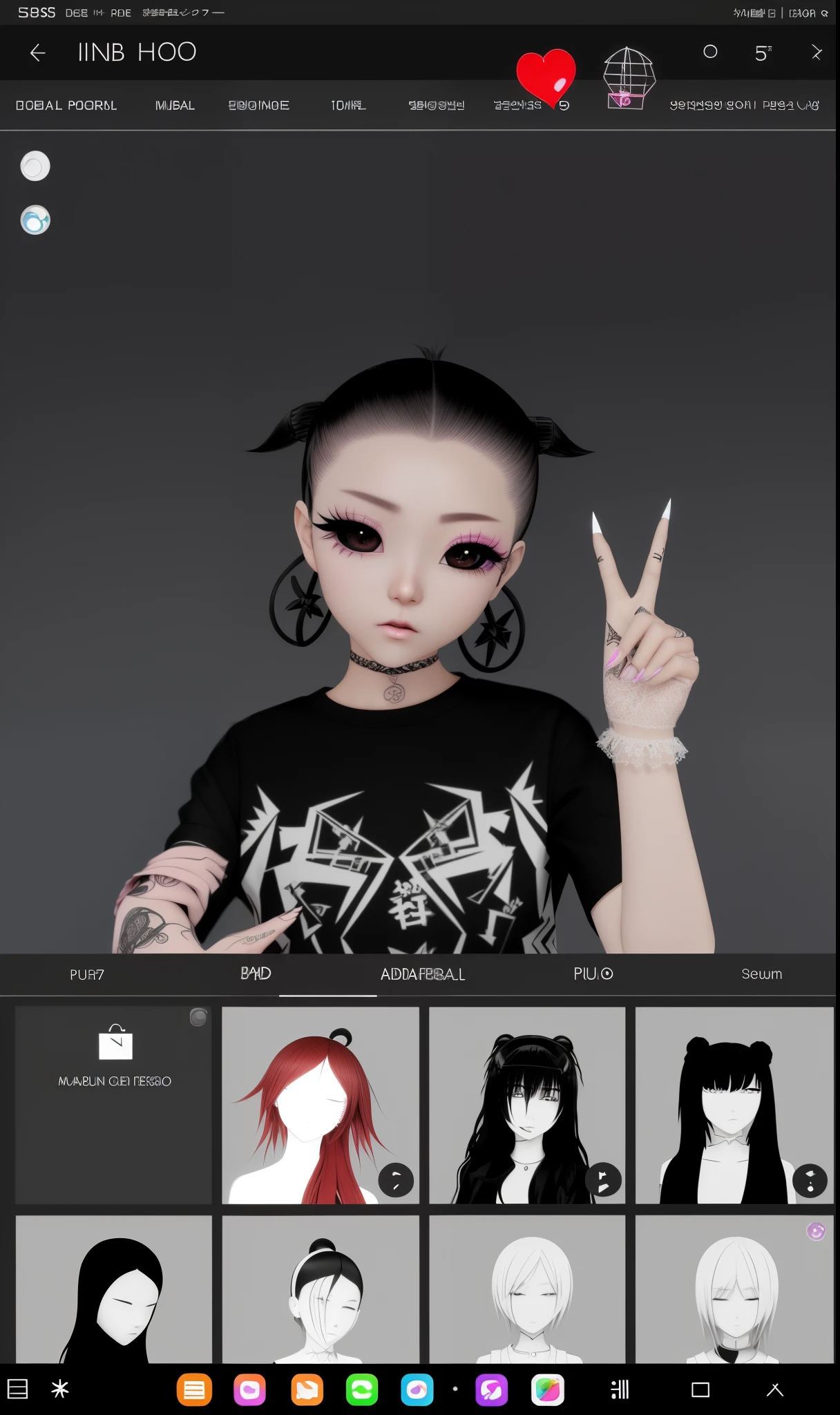 a close up of a person with a hair style on a computer screen, imvu, second life avatar, upper body avatar, cruel korean goth girl, design your own avatar, anime styled 3d, e - girl, e-girl, 1 7 - year - old anime goth girl, took on ipad, anime styled, emo anime girl, goth girl metal,